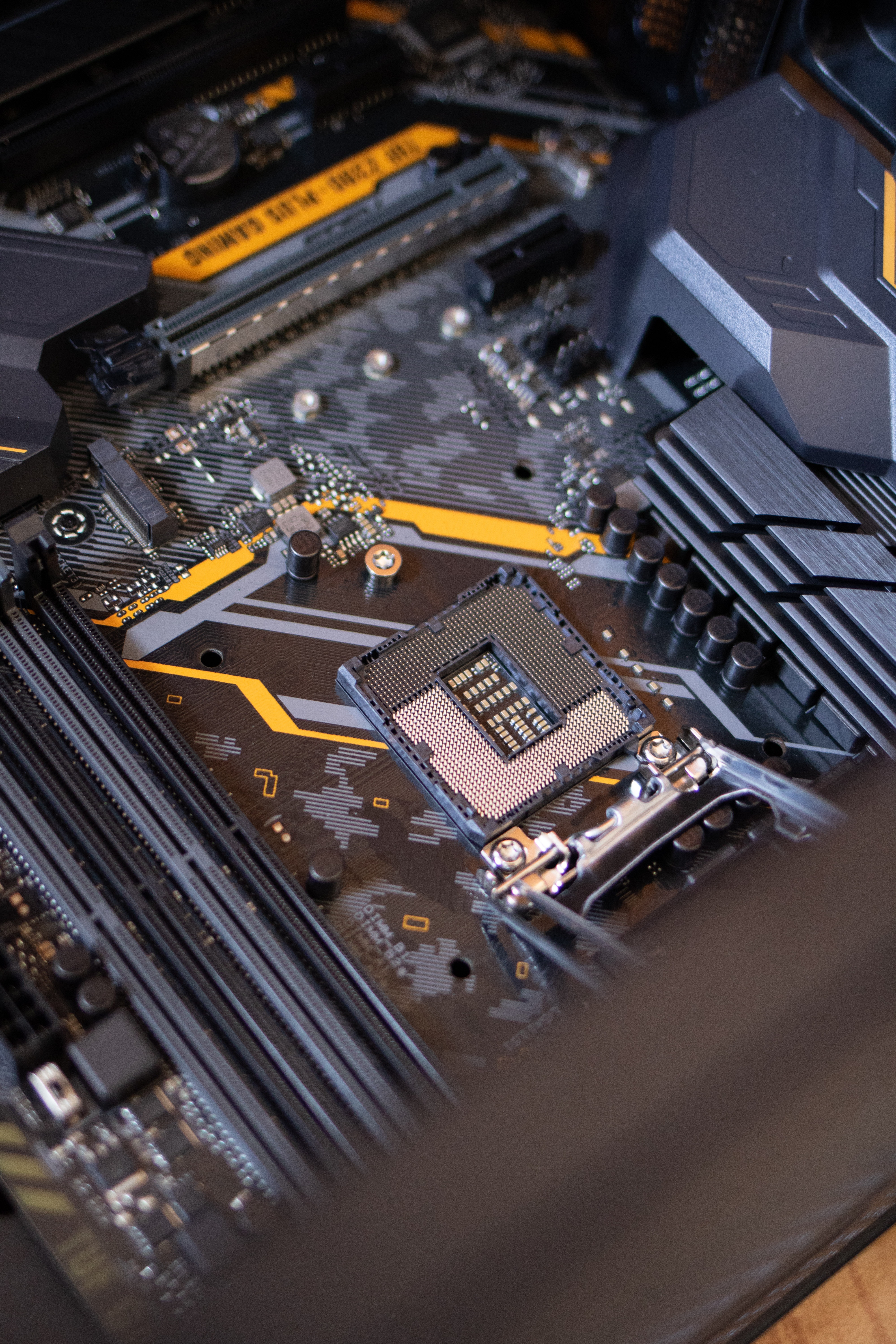 Black and Gray Motherboard .